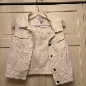 Forever 21 White Cropped Denim Vest